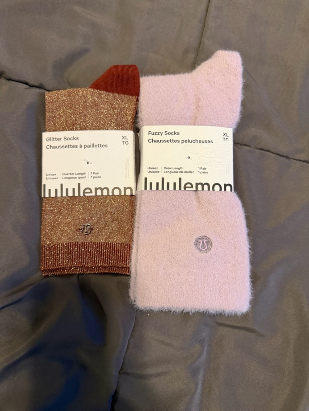 lululemon athletica Glitter Copper and Pastel Pink Cozy Socks Duo